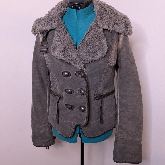 Miss Sixty Jackets & Blazers - Miss Sixty Charcoal Faux-suede Jacket